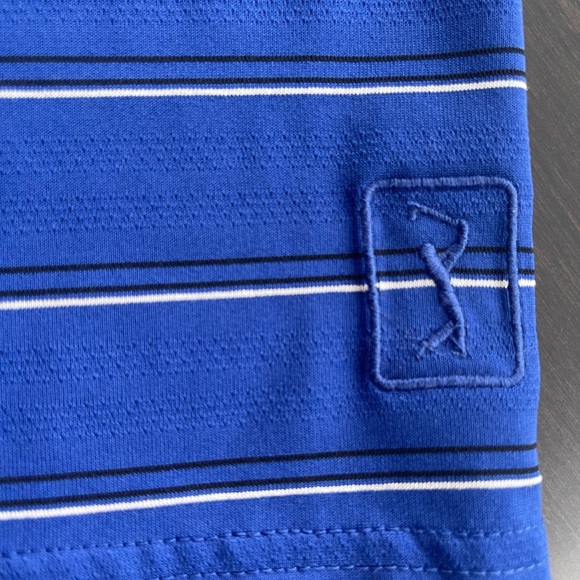 ⛳️Very nice PGA Tour golf shirt Mens XL. Embroidery. Blue/Blk/White stripe - Picture 3 of 5